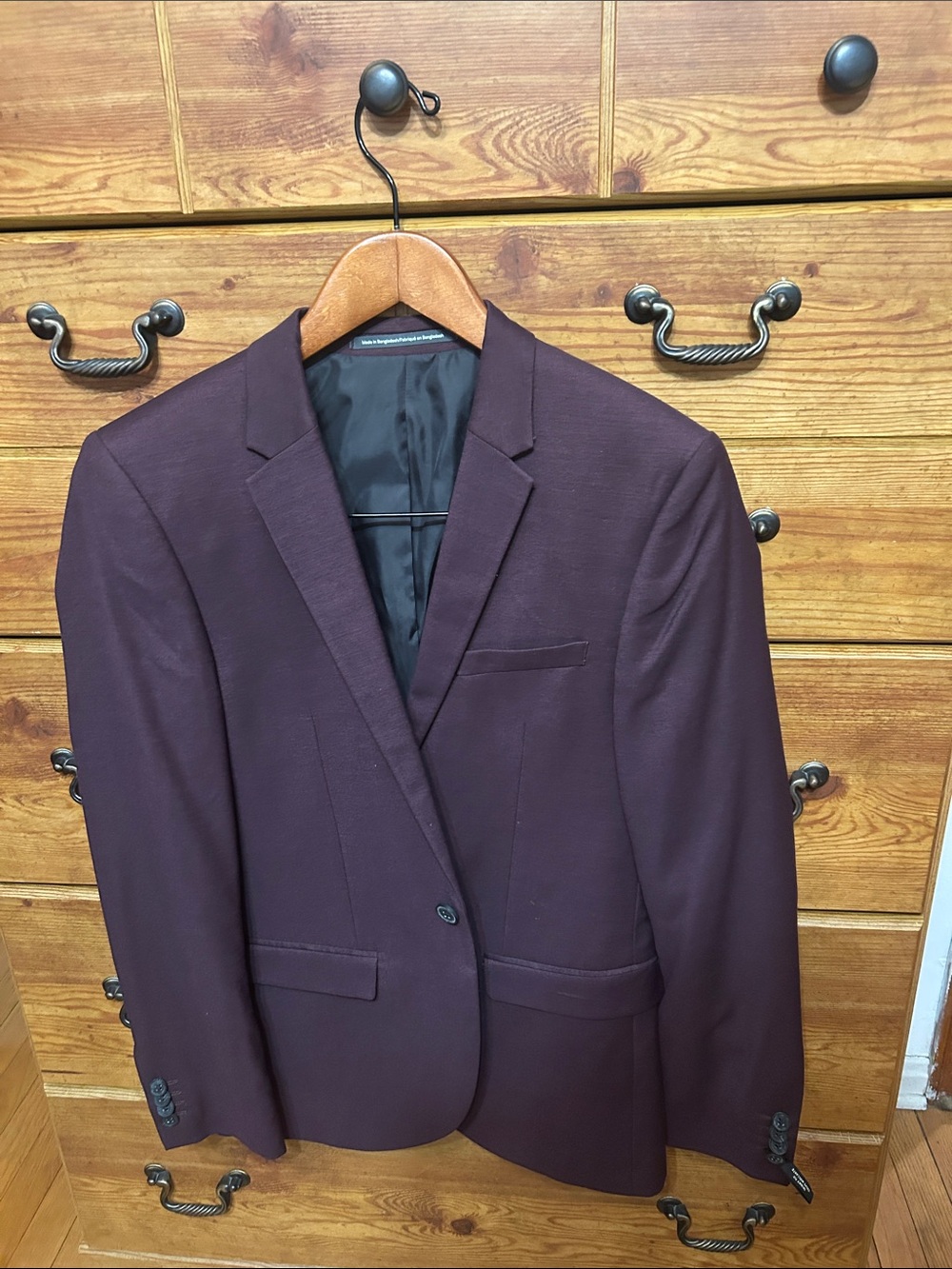 H&M Men's Dark Burgundy Single-Breasted Blazer